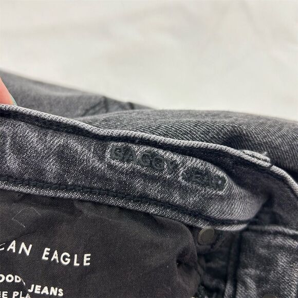 American Eagle Women's Baggy Jeans Size 20 Black Dark Wash Denim - Picture 4 of 10